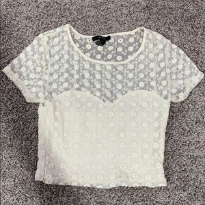 Flower embroidered shirt